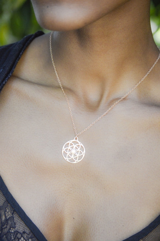 Kundalini Necklace, Spiritual Jewelry, Sacred Geometry, Flower of Life  Jewelry, Abalone Necklace, Priestess Necklace, Chakra 
