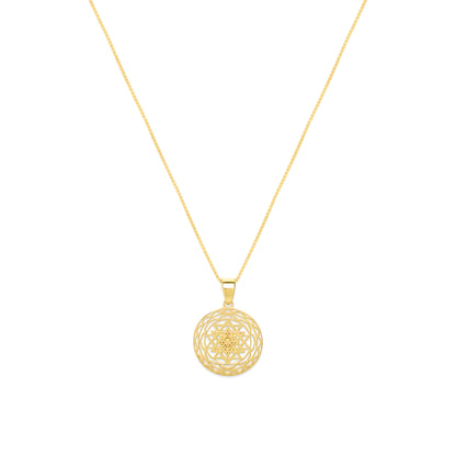 Sri Yantra Supreme Manifestor Necklace, 18K Gold