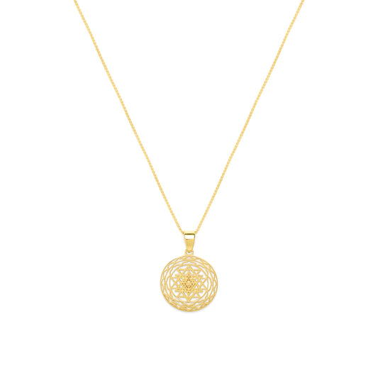 Sri Yantra Supreme Manifestor Necklace, 18K Gold