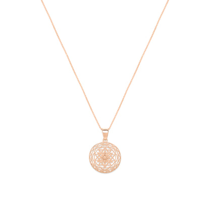 Sri Yantra Supreme Manifestor Necklace, Rose Gold