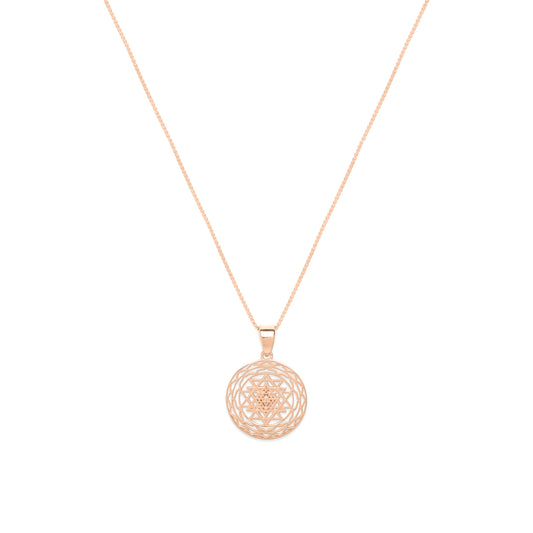 Sri Yantra Supreme Manifestor Necklace, Rose Gold