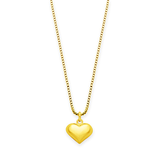 Small Puffy Heart Necklace, 18k Gold Over Sterling Silver