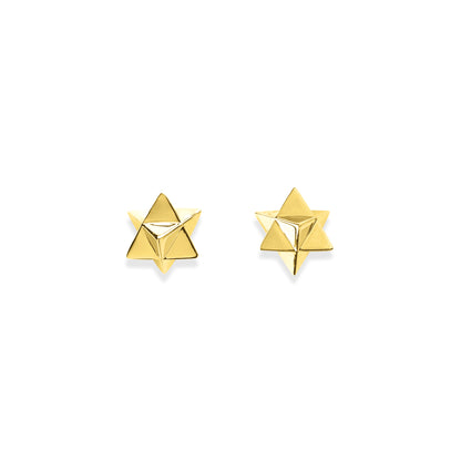 Merkaba Star, Light Body Activation Stud Earrings, 18k Gold