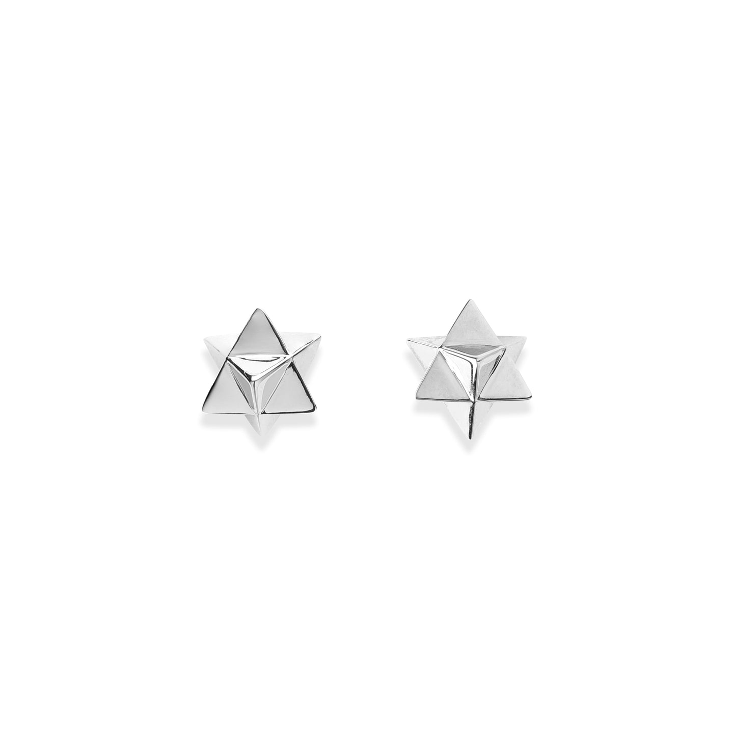 Merkaba Star, Light Body Activation Stud Earrings, White Rhodium