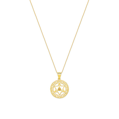 Merkaba Star, Spiritual Ascension Necklace, 18k Gold with White Enamel