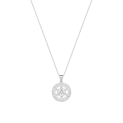 Merkaba Star, Light Body Activation Necklace, White Rhodium