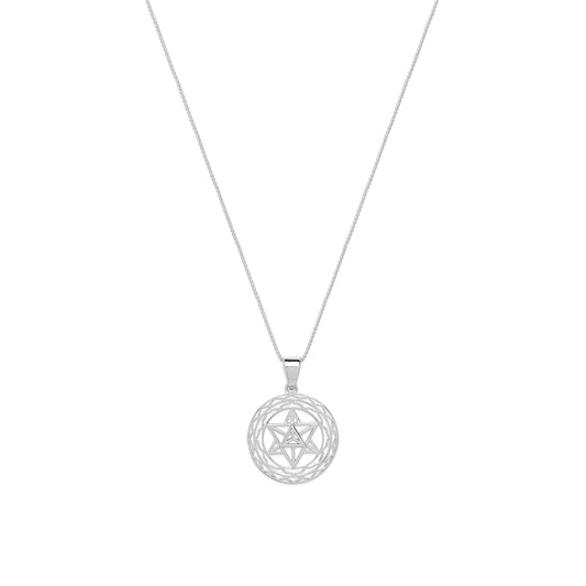 Merkaba Star, Light Body Activation Necklace, White Rhodium