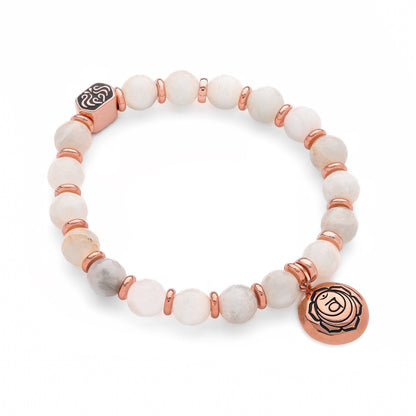 Sacral Chakra Activation Moonstone Bracelet, Rose Gold