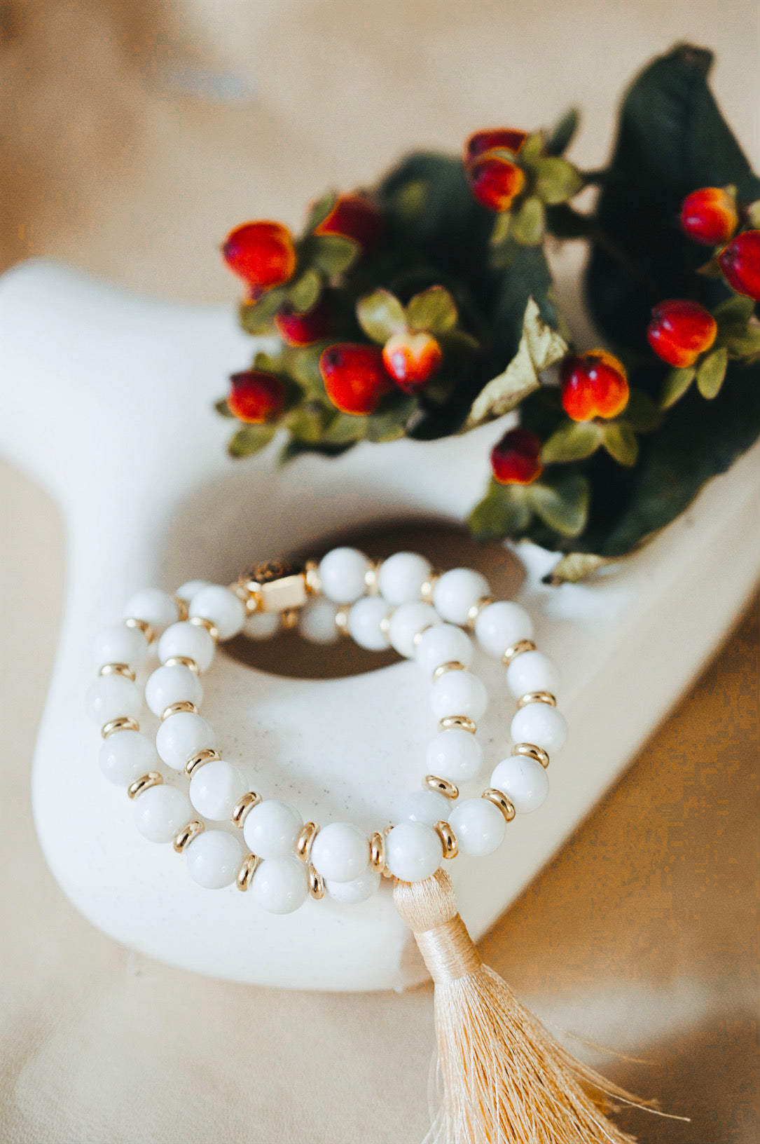 Moonstone Feminine Balance Wrist Mala Tassel Bracelet