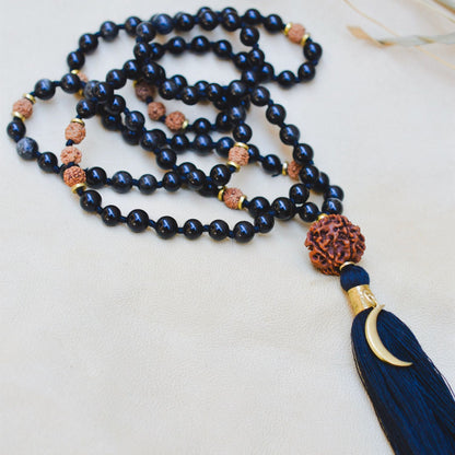 Emotional Stability & Protection Black Tourmaline Mala, Rishikesh Charity Collection