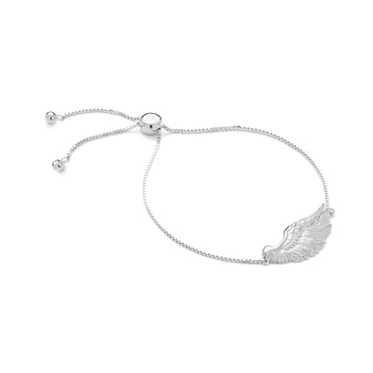 Angel Wing Bolo Friendship Bracelet, White Rhodium