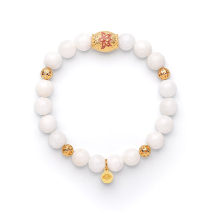 Illumination and Creativity Lotus Beaded Moonstone Bracelet, 18k Gold