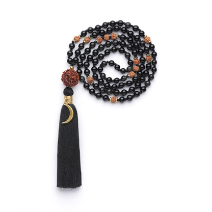 Emotional Stability & Protection Black Tourmaline Mala, Rishikesh Charity Collection