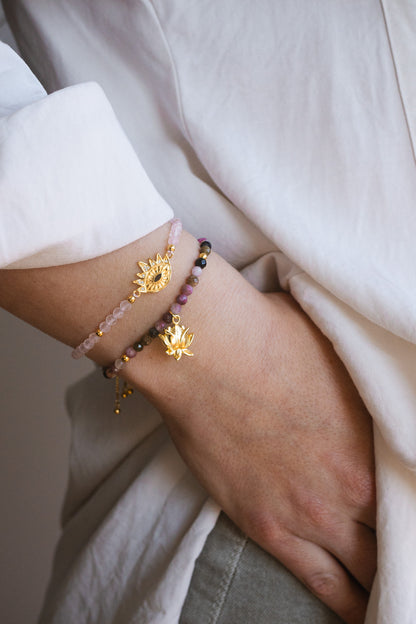 Strength of Spirit, Rising Lotus Tourmaline Bracelet, 18k Gold