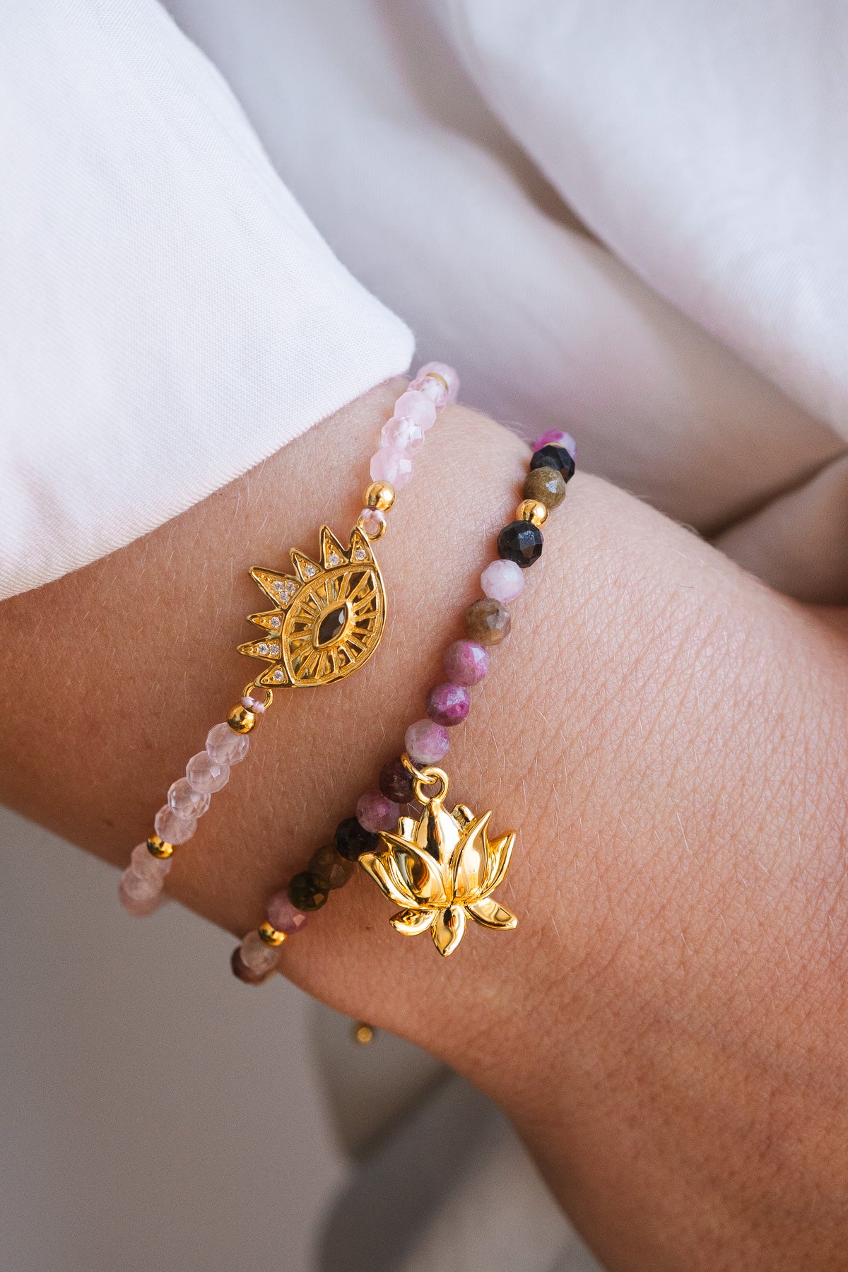 Strength of Spirit, Rising Lotus Tourmaline Bracelet, 18k Gold