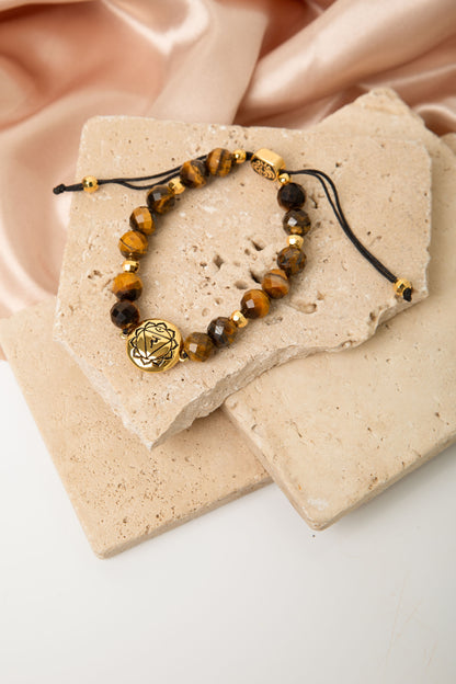 Solar Plexus Chakra Tiger's Eye Energy Protection and Psychic Power Bracelet