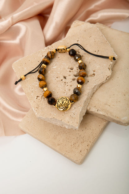 Solar Plexus Chakra Tiger's Eye Energy Protection and Psychic Power Bracelet