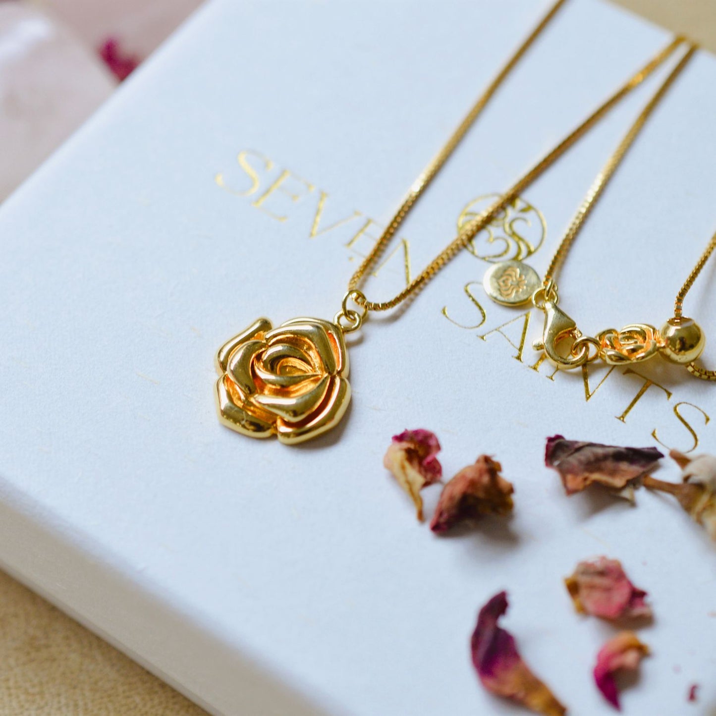 Mystic Rose Adjustable Necklace, Rose Gold