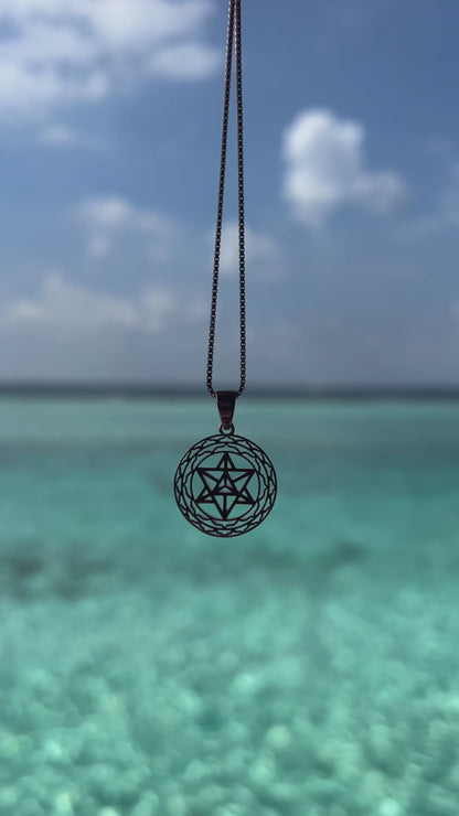 Merkaba Star, Light Body Activation Necklace, White Rhodium