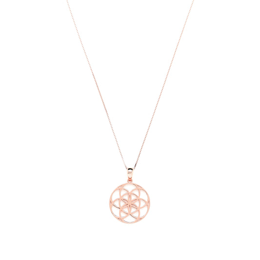 Seed of Life Abundance Necklace Sterling Silver, Rose Gold