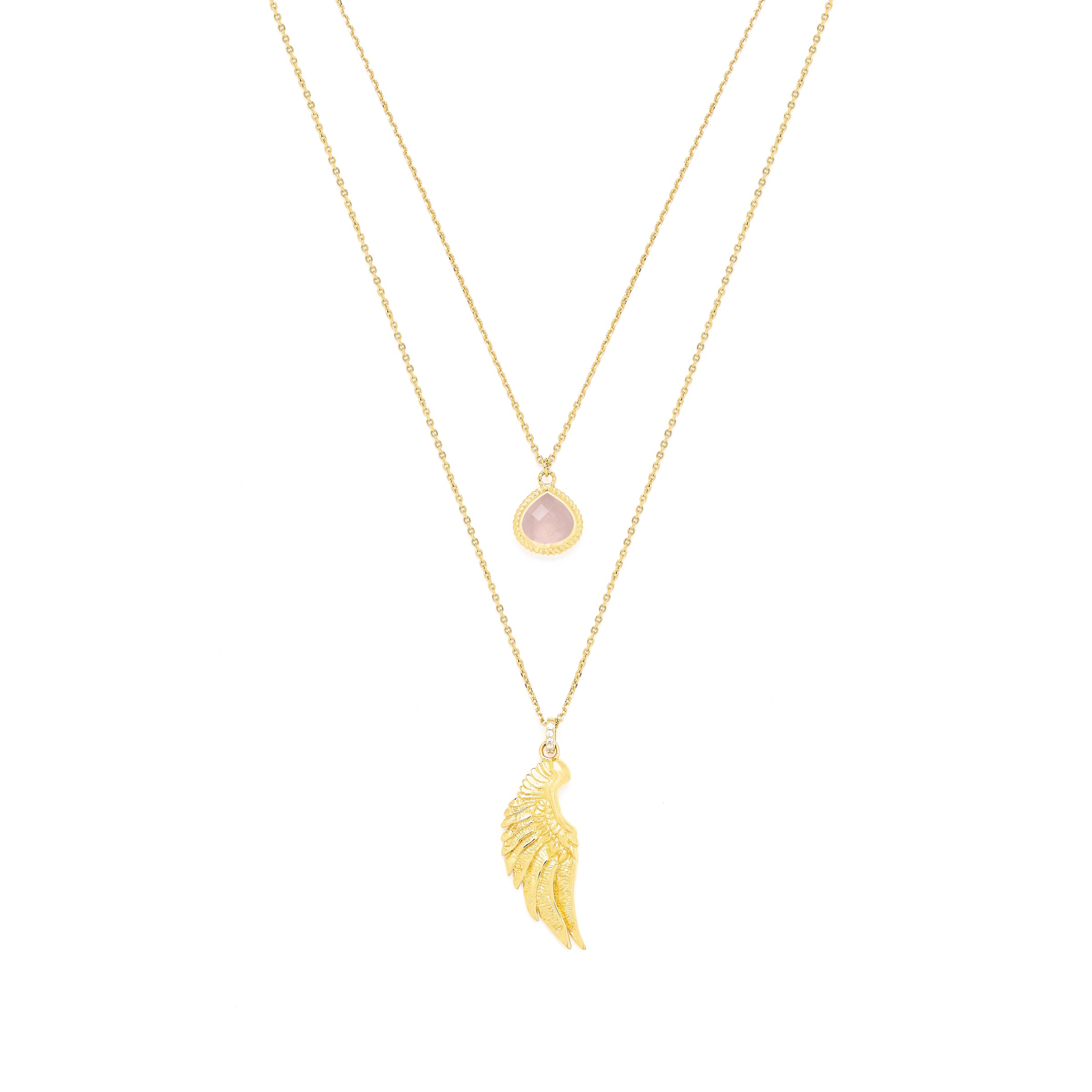 ARCHANGEL CHAMUEL Angel Of Love Necklace, Rose Quartz, 18K Gold