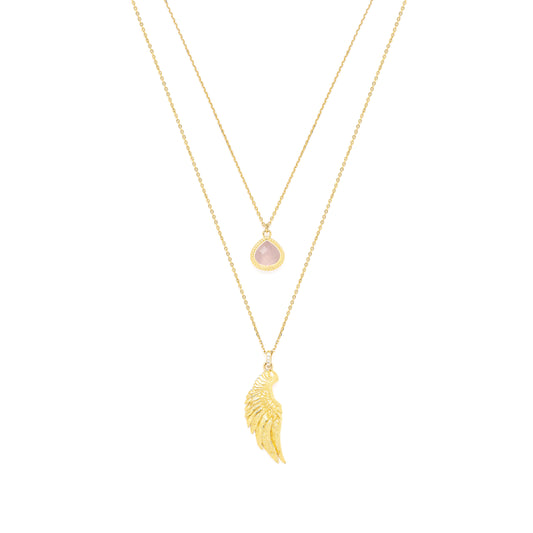 ARCHANGEL CHAMUEL Angel Of Love Necklace, Rose Quartz, 18K Gold