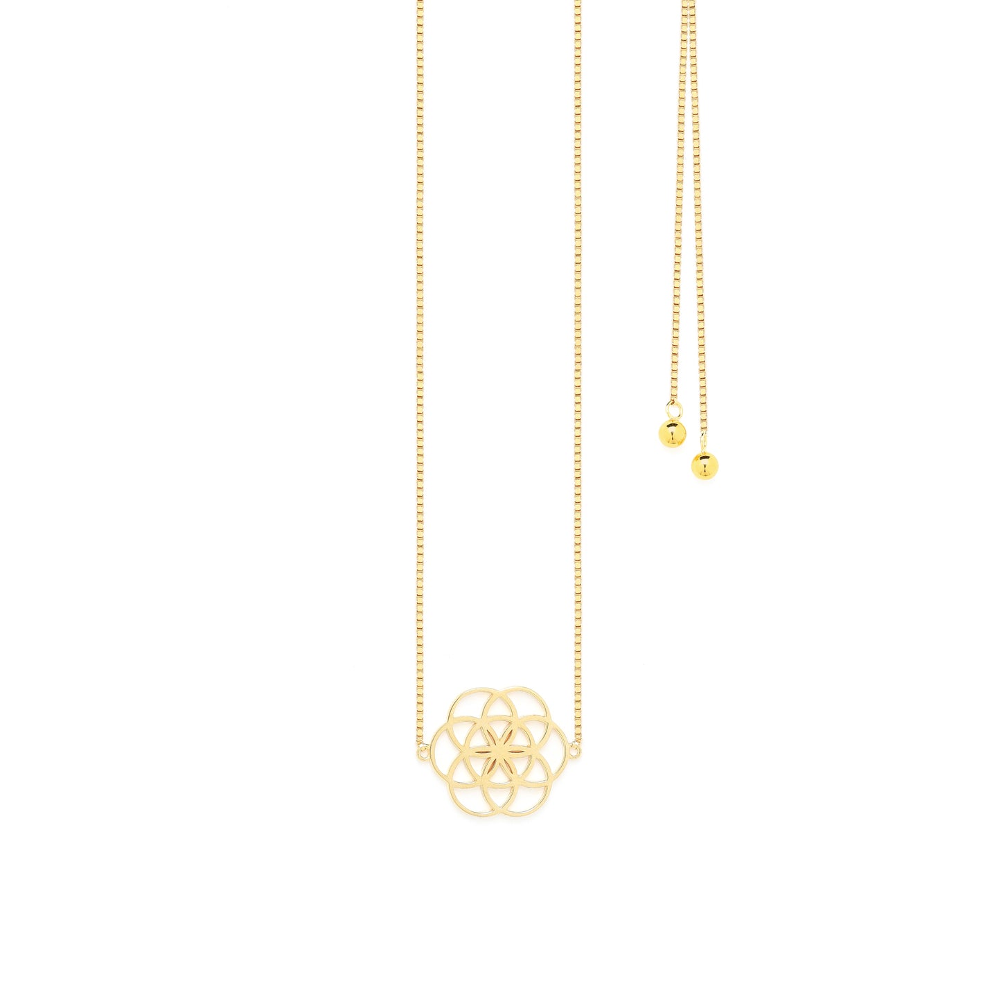 Seed of Life Choker/Y-Style Lariat, Reversible Necklace, 18K Gold