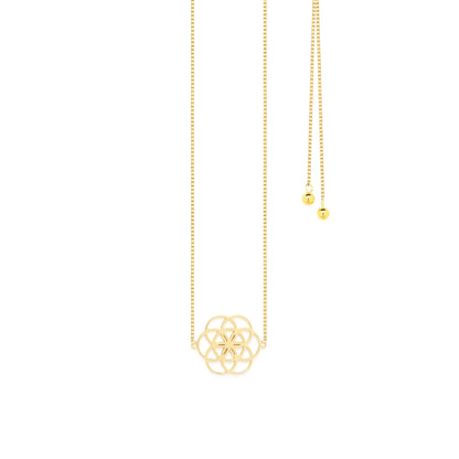 Seed of Life Choker/Y-Style Lariat, Reversible Necklace, 18K Gold