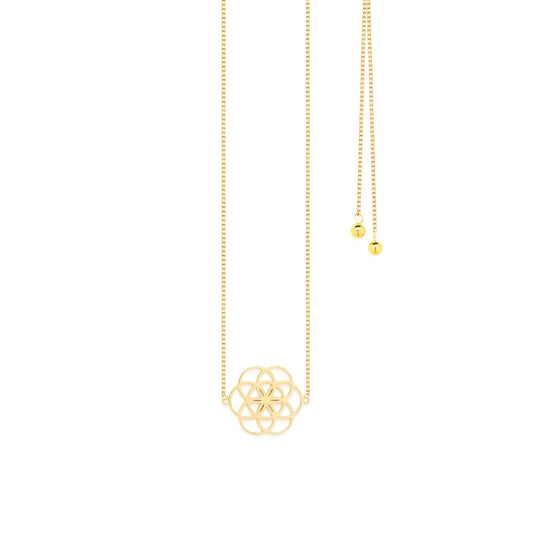 Seed of Life Choker/Y-Style Lariat, Reversible Necklace, 18K Gold