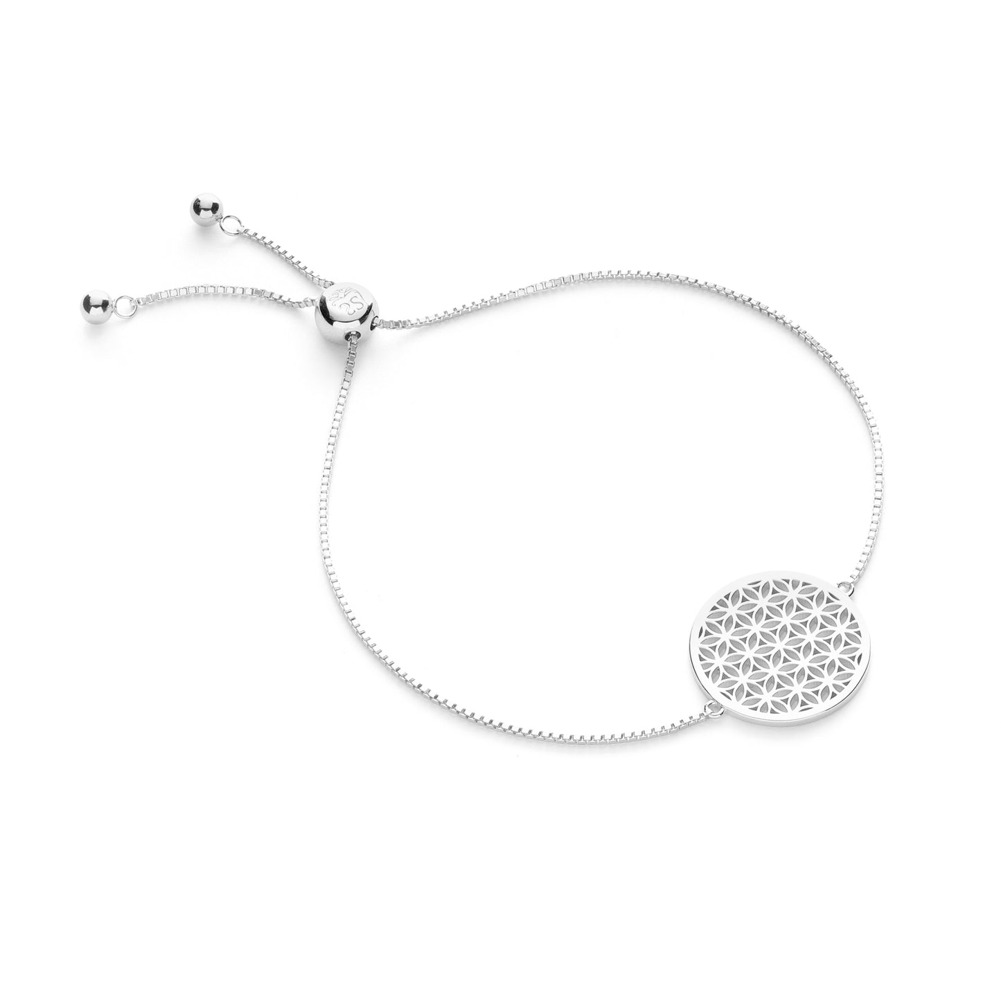 Flower of Life Sterling Silver, 18K Gold Vermeil Adjustable Chain Bracelet (one size)