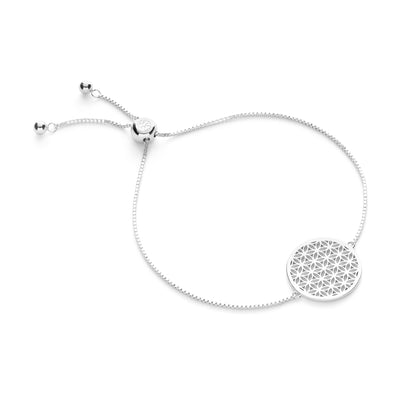 Flower of Life Sterling Silver, 18K Gold Vermeil Adjustable Chain Bracelet (one size)