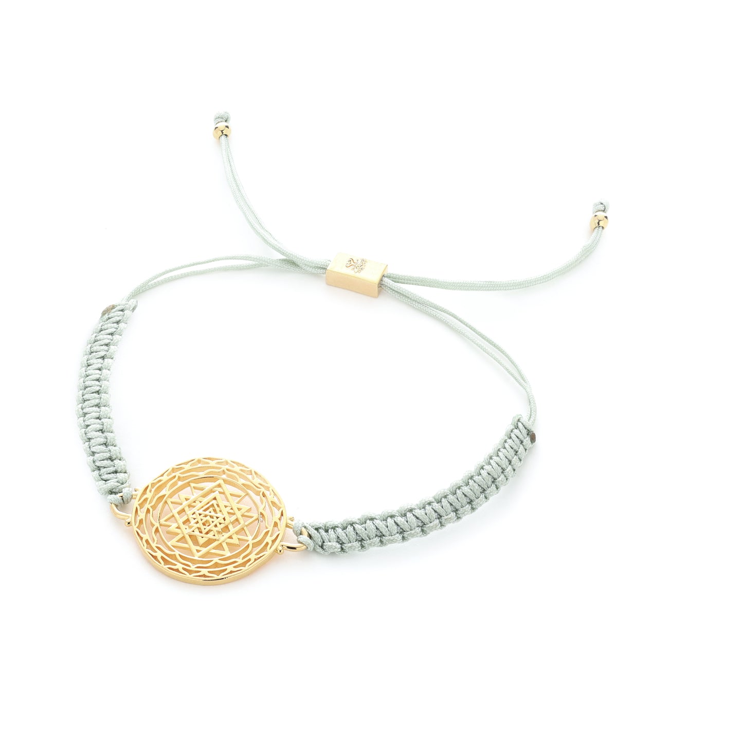 Luck and Prosperity Sri Yantra Friendship Bracelet, 18k Gold, Sage Green, One Size