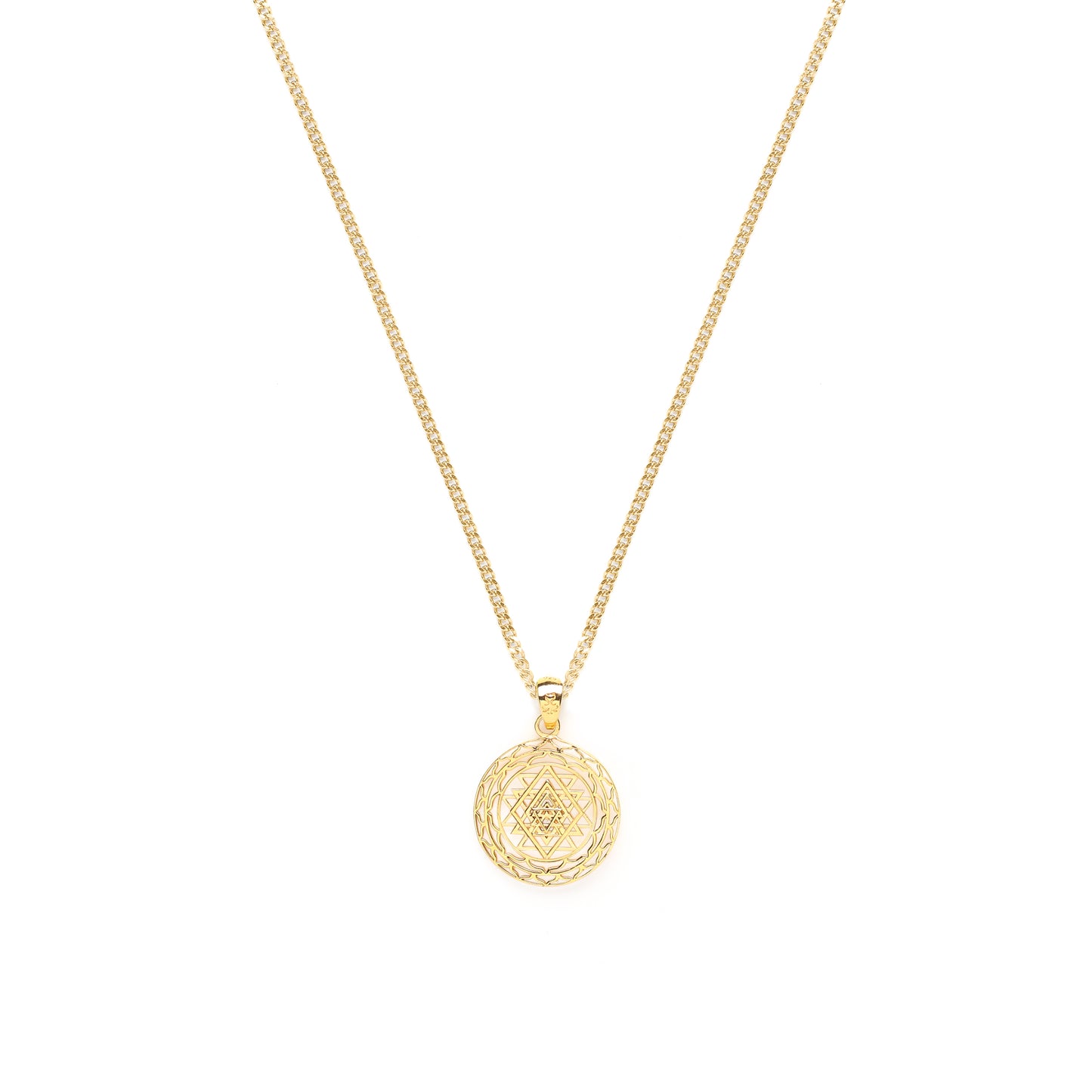 Sri Yantra Supreme Manifestor All Gender Necklace, 18k Gold