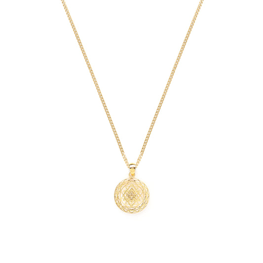 Sri Yantra Supreme Manifestor All Gender Necklace, 18k Gold