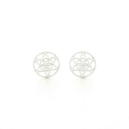 Seed of Life Stud Earrings, 18k Gold