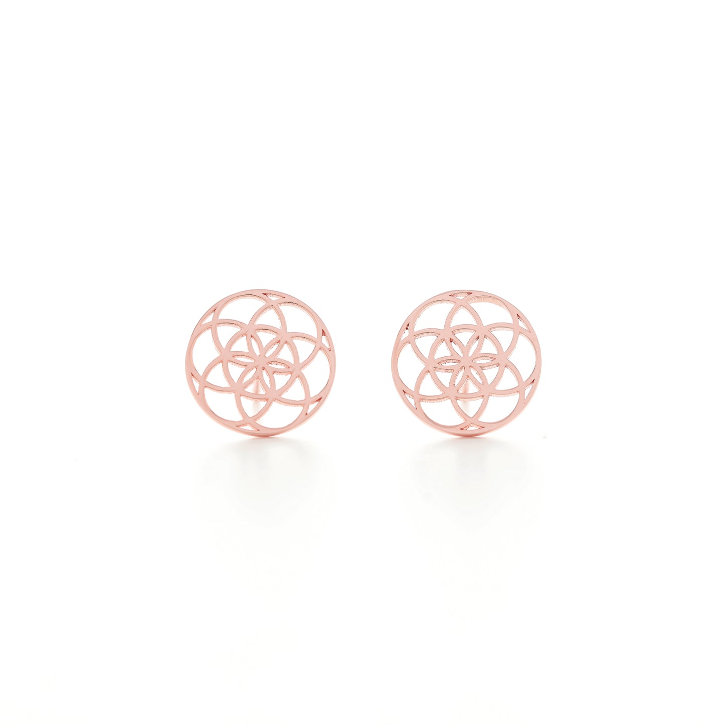 Seed of Life Stud Earrings, 18k Gold