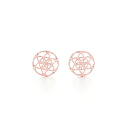 Seed of Life,  Rose Gold Stud Earrings