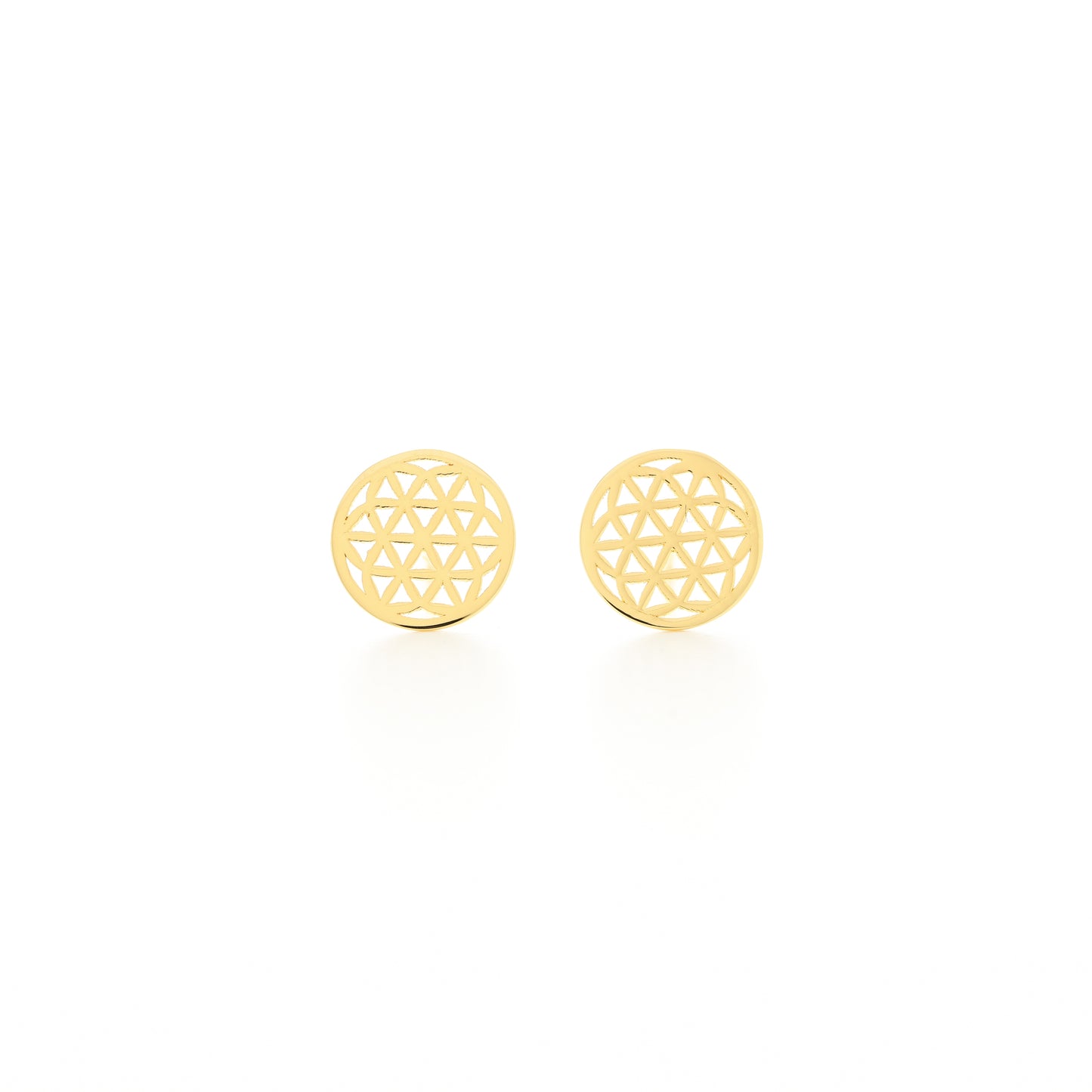 Flower of Life Stud Earrings, White Rhodium