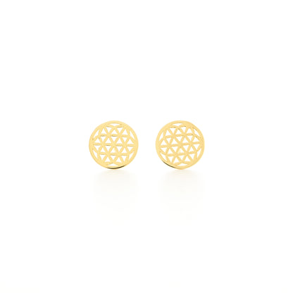 Flower of Life Stud Earrings, Rose Gold