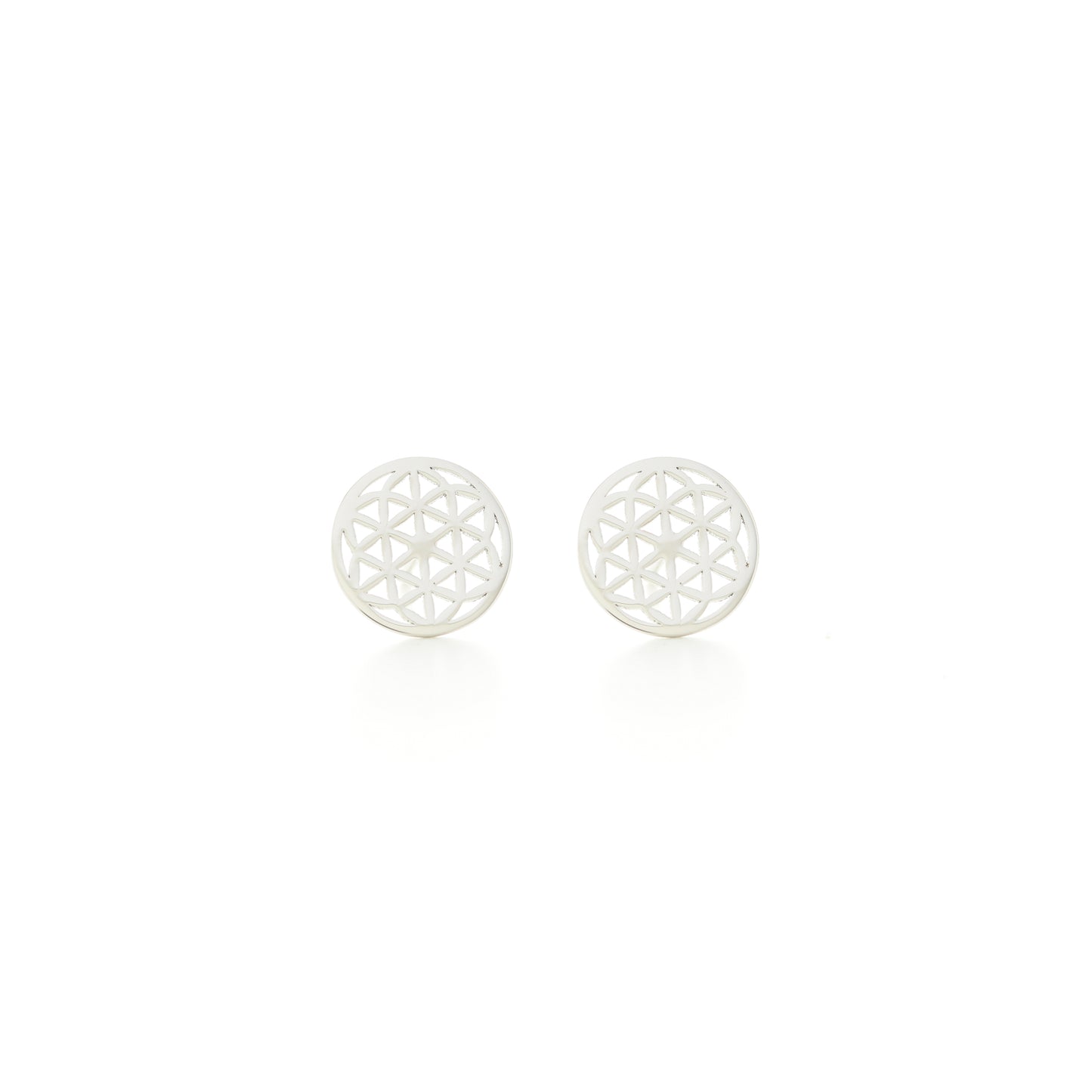 Flower of Life Stud Earrings, 18K Gold