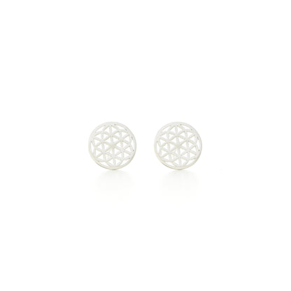 Flower of Life Stud Earrings, 18K Gold