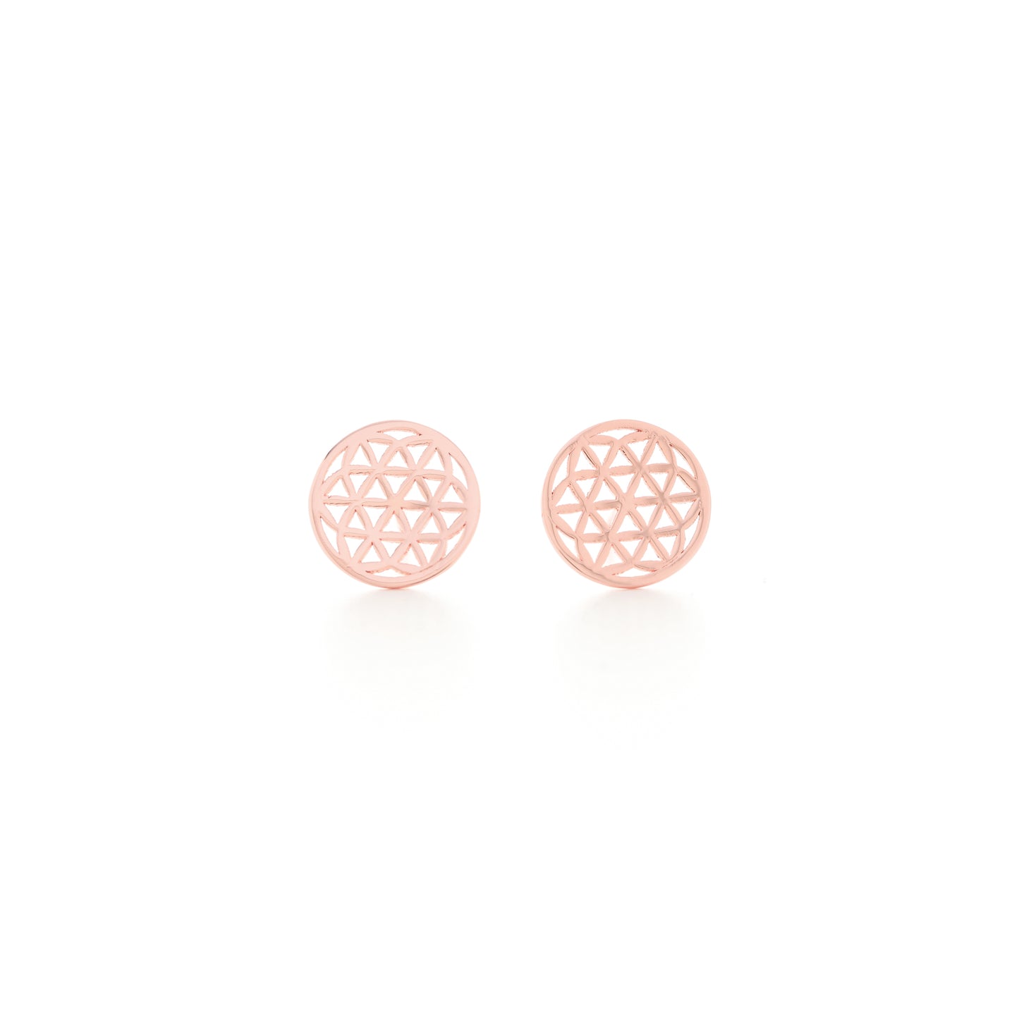 Flower of Life Stud Earrings, 18K Gold