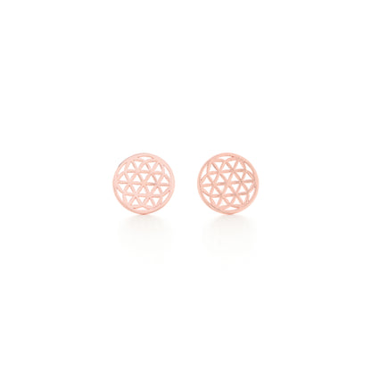 Flower of Life Stud Earrings, 18K Gold