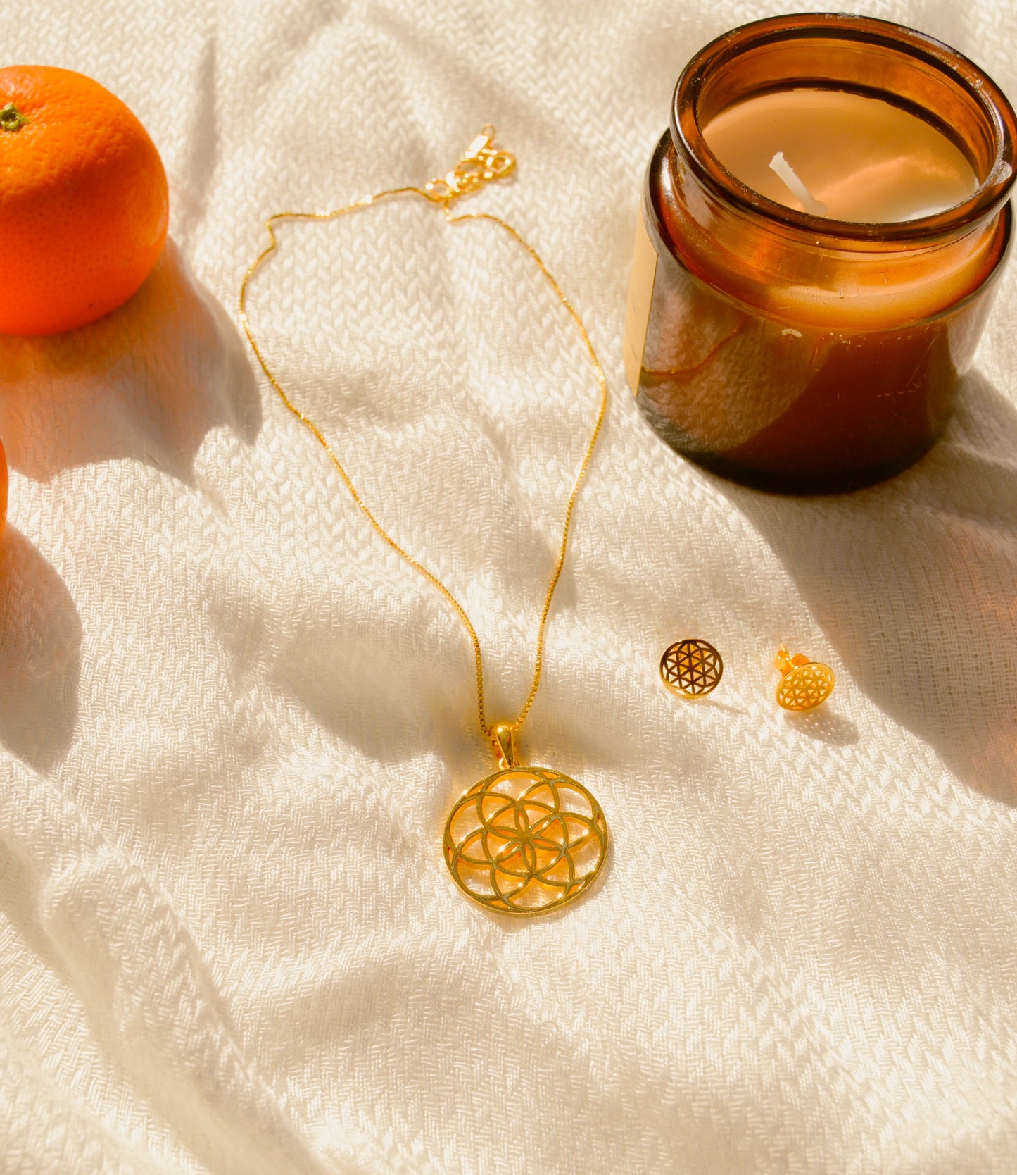 Seed of Life Abundance Necklace, 18K Gold