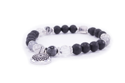 Chakra Crown Activation Bracelet, Rutilated Quartz & Onyx