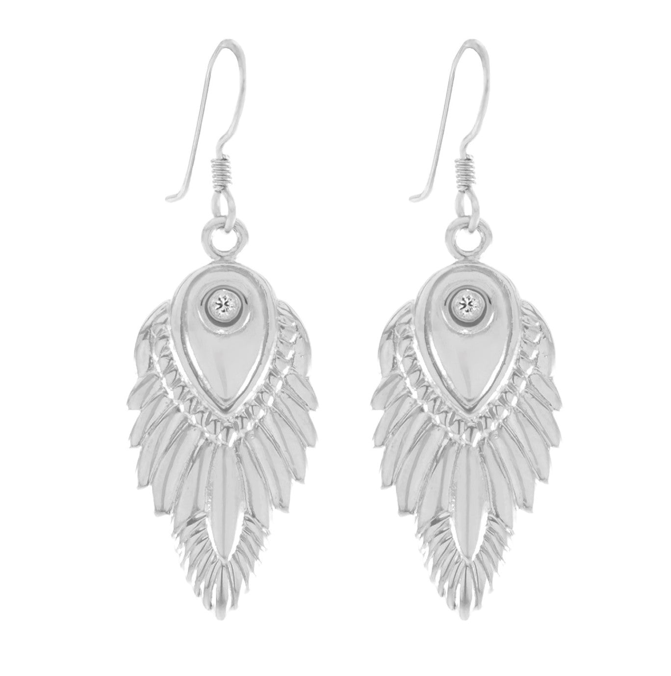 Celestial Wisdom Earrings, White Rhodium, White Topaz