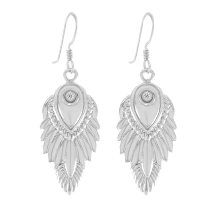 Celestial Wisdom Earrings, White Rhodium, White Topaz