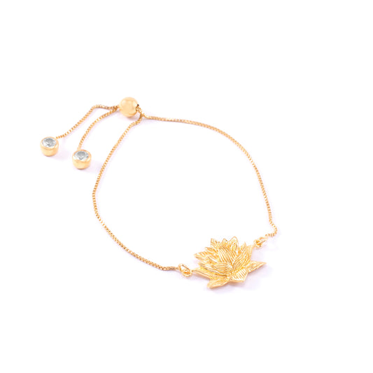 Awakened Lotus Adjustable Bracelet, 18k Gold