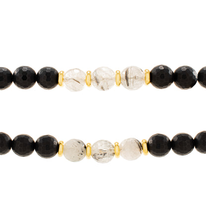 Chakra Crown Activation Bracelet, Rutilated Quartz & Onyx