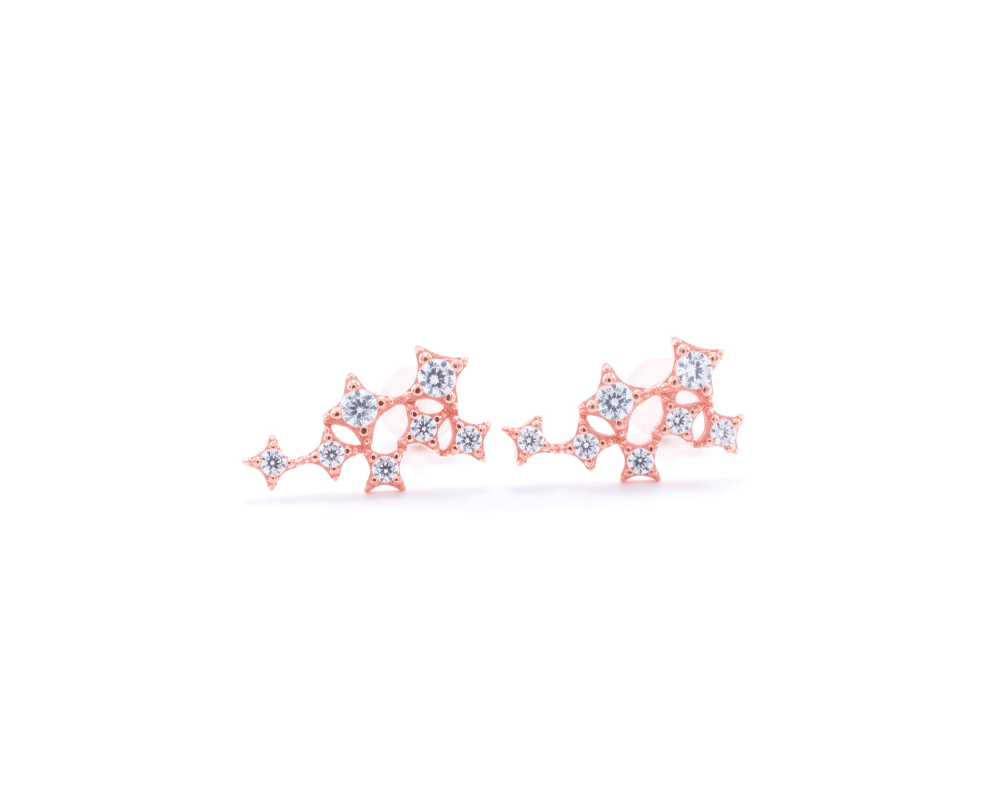 Star Cluster Stud Earring with Zirconia Diamond, Rose Gold Vermeil